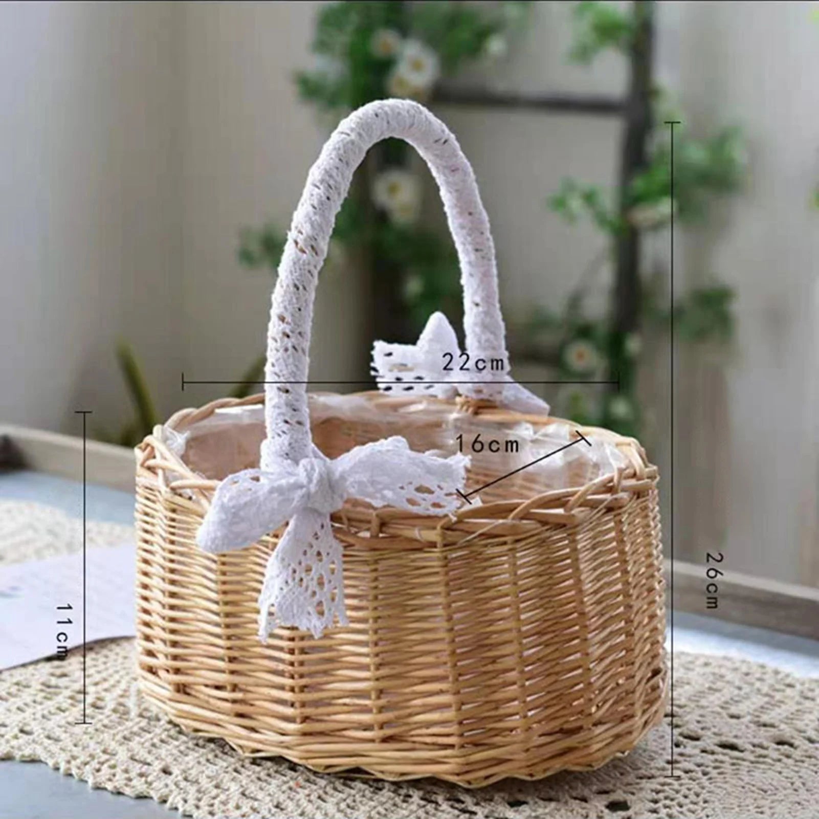 panier à fleurs mariage avec nœud papillon grande capacité polyvalent - vue 9 sur 16