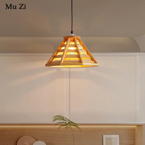 suspension en bois moderne avec éclairage led pour intérieur - vue 2 sur 7