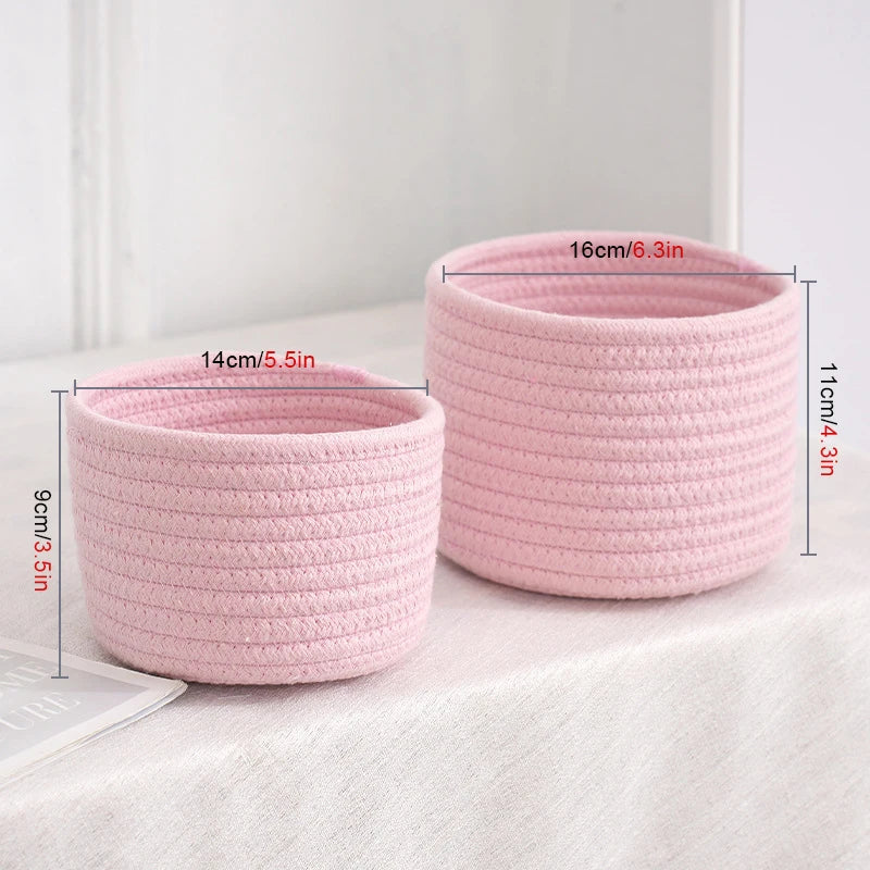 paniers de rangement en corde de coton pour jouets et objets divers - vue 4 sur 12