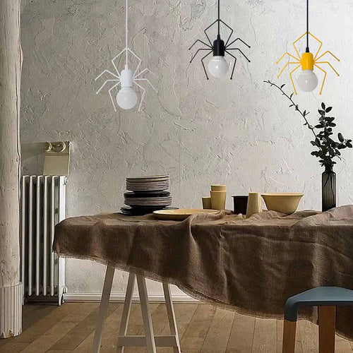Suspension rétro nordiques petit fer homme araignée lampe suspendue lumière d'escalade LED pour Loft chambre d'enfants café Bar - vue 9 sur 11