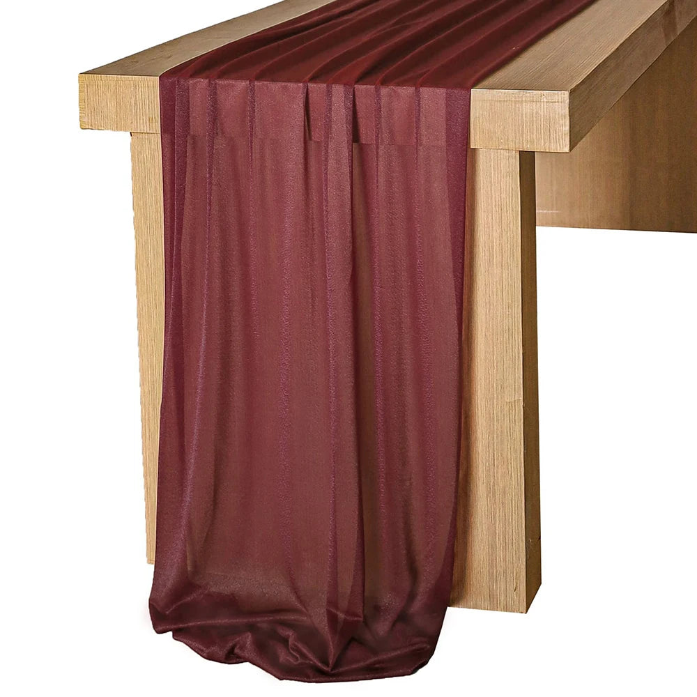 Chemin de table mousseline vert sauge bohème mariage