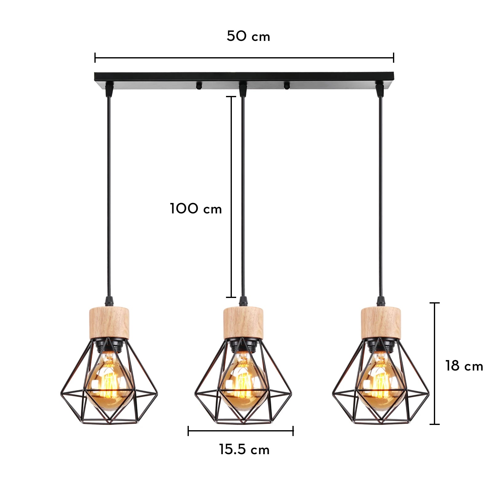 suspension vintage en bois luminaire led suspendu