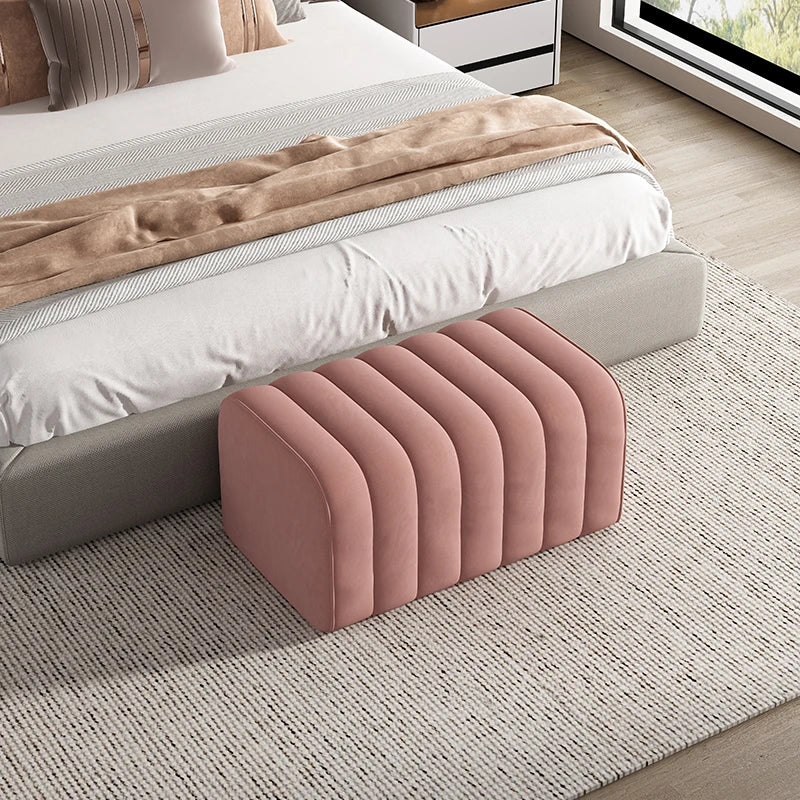 banc en velours nordique repose-pieds doux et élégant - vue 8 sur 14