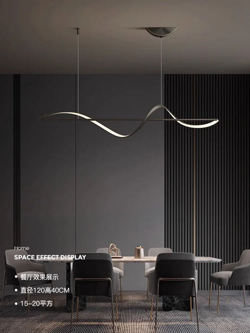 All copper modern minimalist restaurant chandelier, light luxury dining table lamp, Italian minimalist restaurant chandelier - vue 4 sur 11