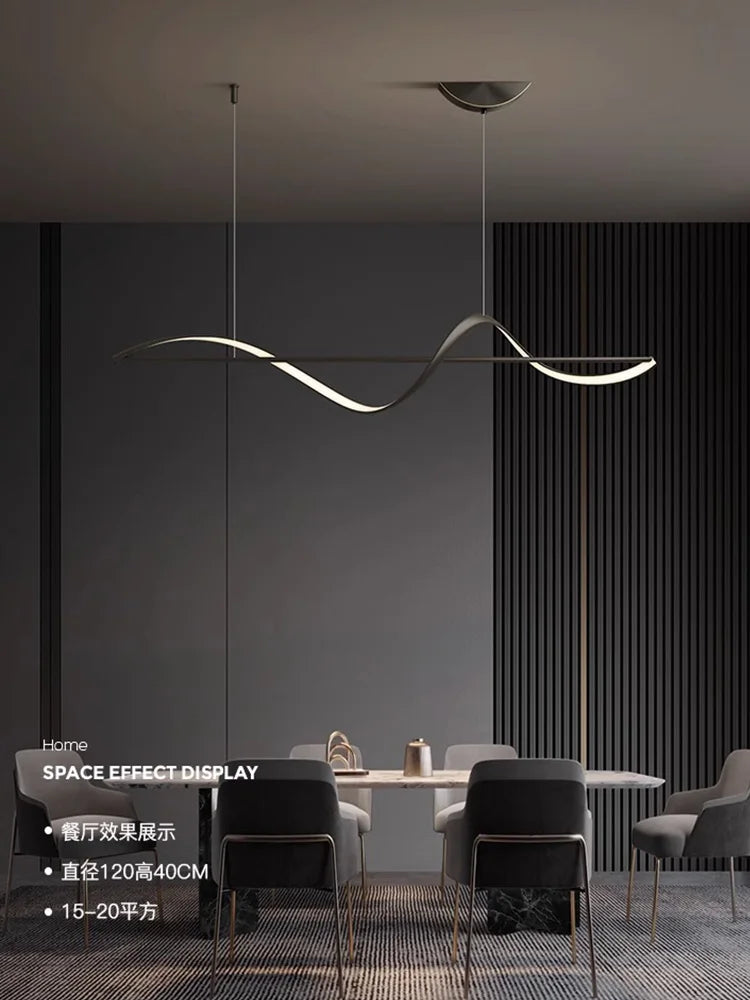 All copper modern minimalist restaurant chandelier, light luxury dining table lamp, Italian minimalist restaurant chandelier - vue 3 sur 11