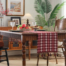 Chemin de table jacquard vert floral style campagne
