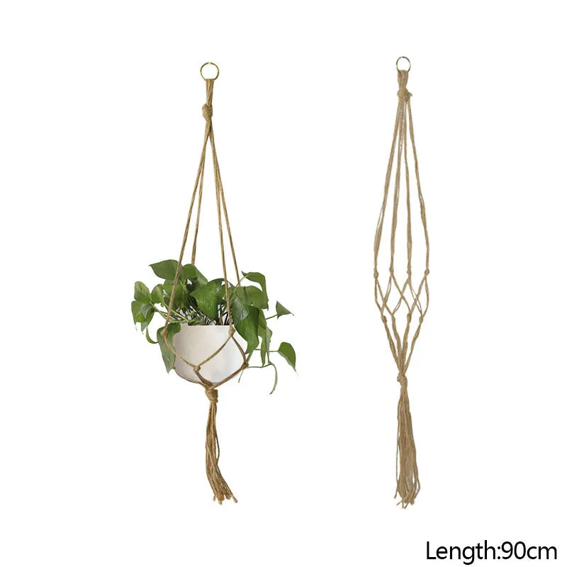 paniers suspendus en macramé pour plantes et décoration - vue 18 sur 19