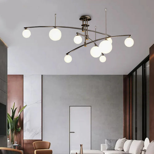lustre en métal et verre pour barre de suspension cuisine - vue 4 sur 12
