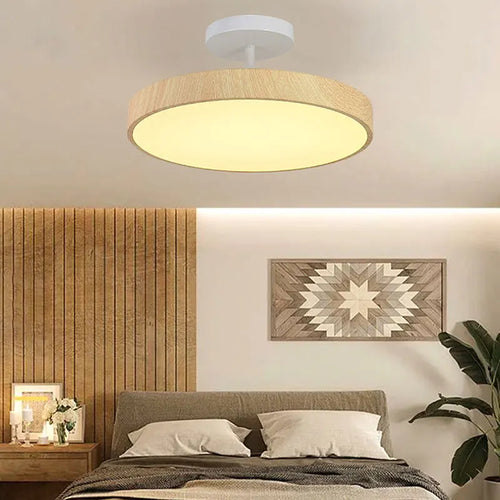 plafonnier moderne rond imitation bois pour intérieur élégant - vue 2 sur 14