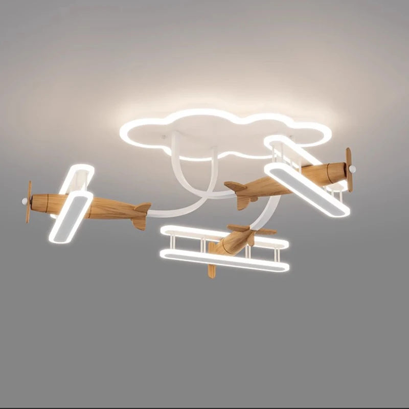 Creative Airplane Pendant Lamps Wooden Plane AC 220V 50W Children's Bedroom Ceiling Hanging Light Boy Girl Room Decorative Light - vue 1 sur 10