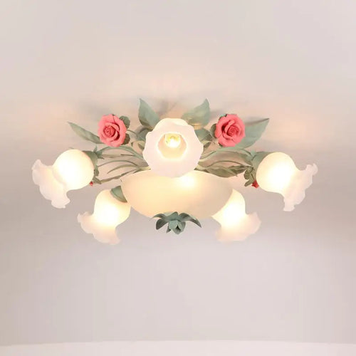 plafonnier en verre rose pour un éclairage romantique et décoratif - vue 10 sur 9