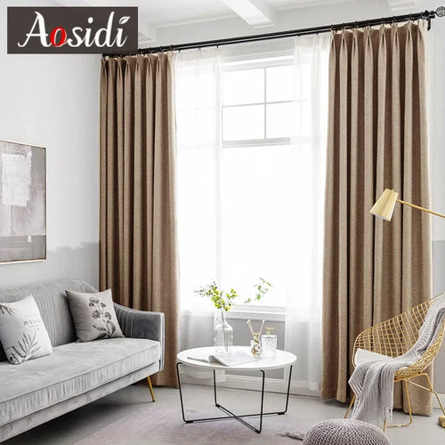 Rideau occultant aspect lin moderne salon chambre - vue 4 sur 11