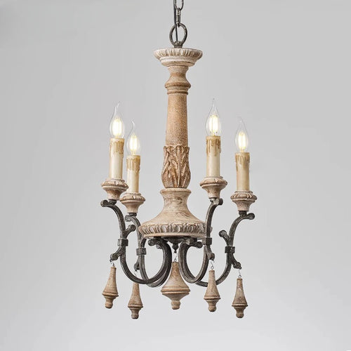lustre rétro en bois pour décoration intérieure élégante et raffinée - vue 2 sur 8