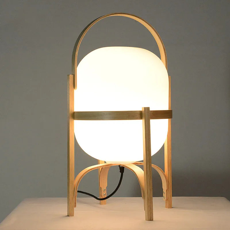 lampe sur pied bois moderne art éclairage table salon étude chambre portable - vue 2 sur 8