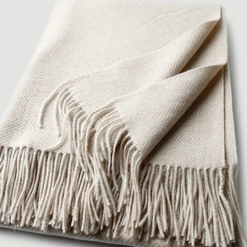plaid laine franges motif spiral style doux confortable - vue 3 sur 5