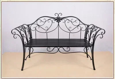 banc de jardin fer forgé table et chaises extérieur - vue 10 sur 14