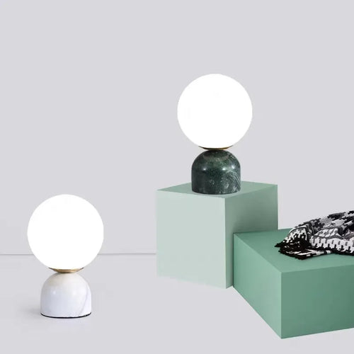 lampe de table en marbre et verre design contemporain - vue 4 sur 9