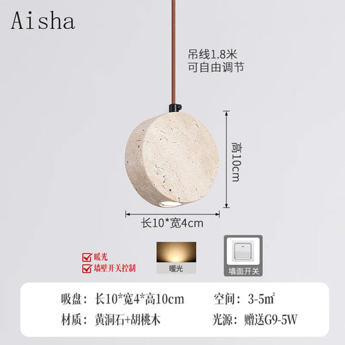 suspension japonaise wabi-sabi en pierre pour décoration intérieure - vue 7 sur 7