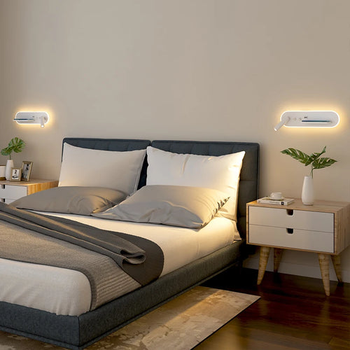 applique murale led de chevet multifonction avec port usb et chargeur sans fil - vue 4 sur 12