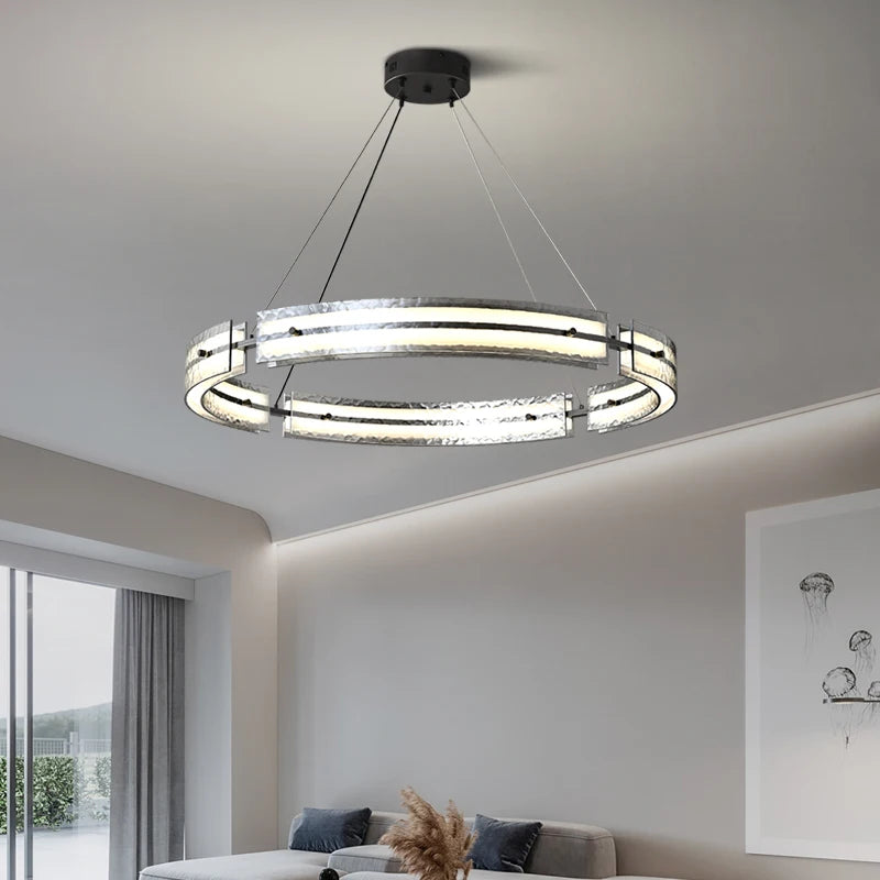 suspension en fer minimaliste avec verre ondulé pour intérieur moderne - vue 2 sur 7
