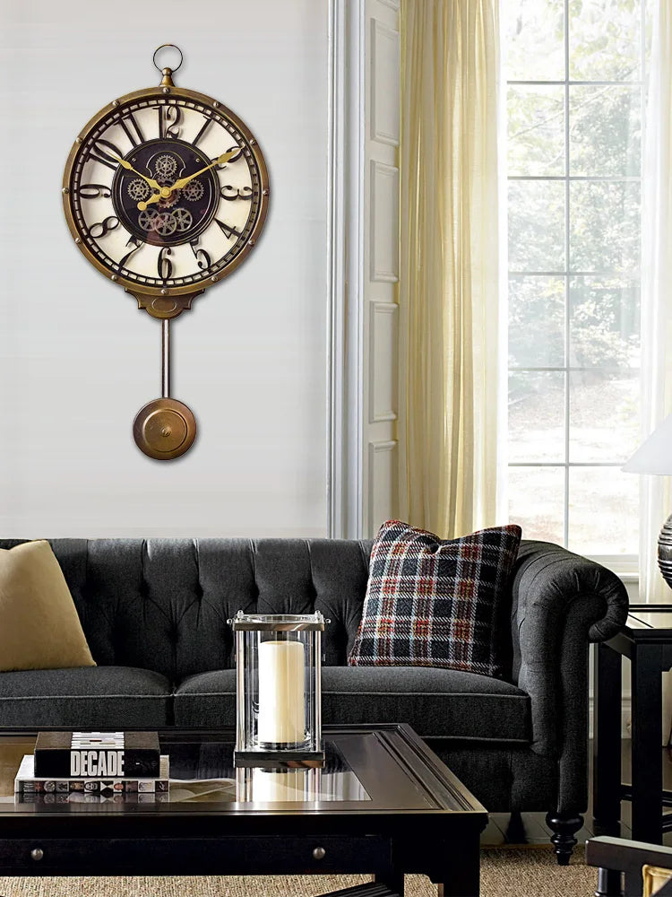 horloge murale rétro silencieuse style américain cadeau décoratif - vue 4 sur 7