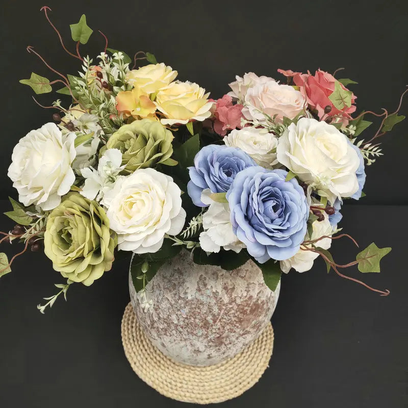 bouquet de roses en soie pour décoration de mariage et jardin - vue 4 sur 15