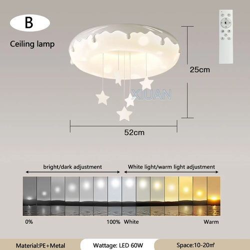 52cm Donuts Pendant Lamp With Remote Control Dimming Children's Room Bubble Ball Chandelier Light Kids Nursery Bedroom Lamp LED - vue 12 sur 12