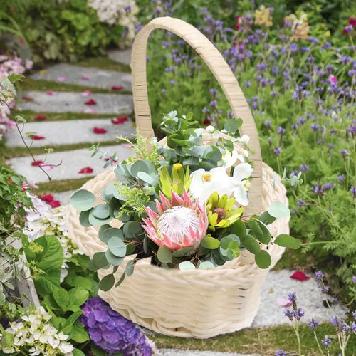 panier en rotin tissé à la main pour fleurs mariage - vue 7 sur 7