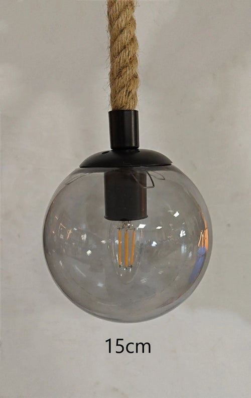 corde de chanvre avec boule de verre lumière led tissage à la main - vue 10 sur 11