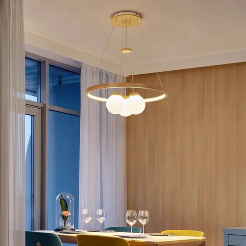 plafonnier led suspendu design moderne en forme de boule de verre - vue 3 sur 8