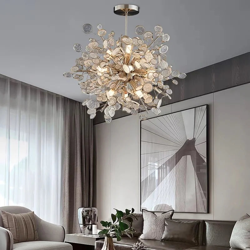 2023 Light Luxury LED Ceiling Chandelier Trend Villa Living Dining Room Pendant Lamp Modern Lustre Bedroom Hanging Light Fixture - vue 4 sur 13