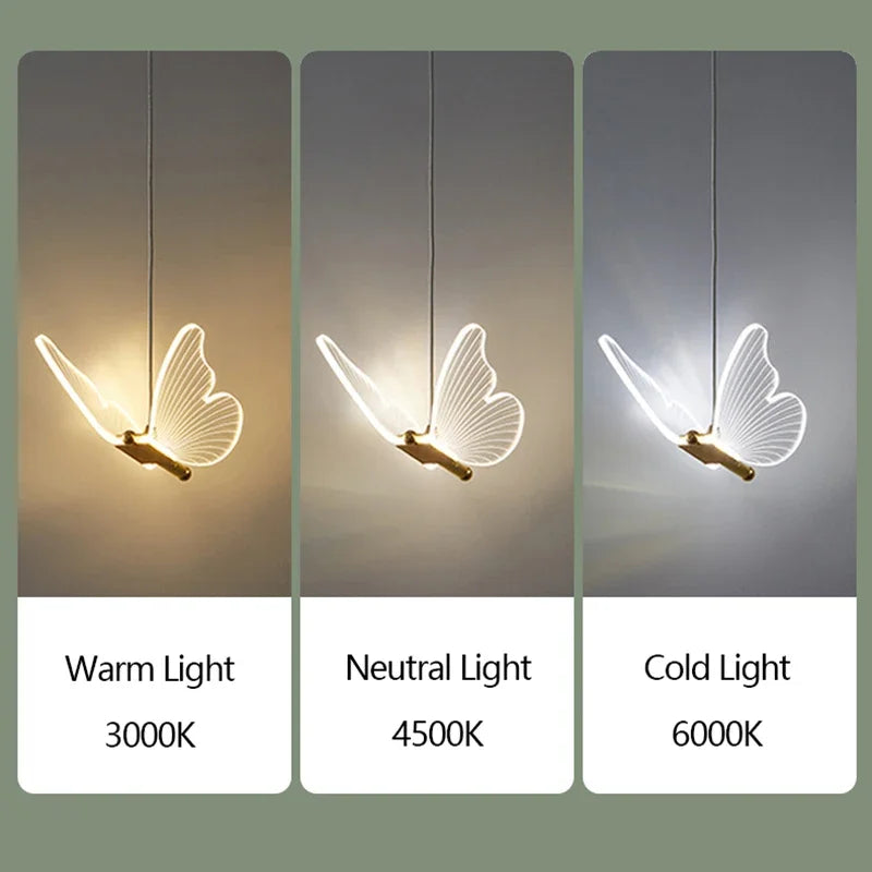 lustre papillon transparent design nordique suspension led - vue 5 sur 17