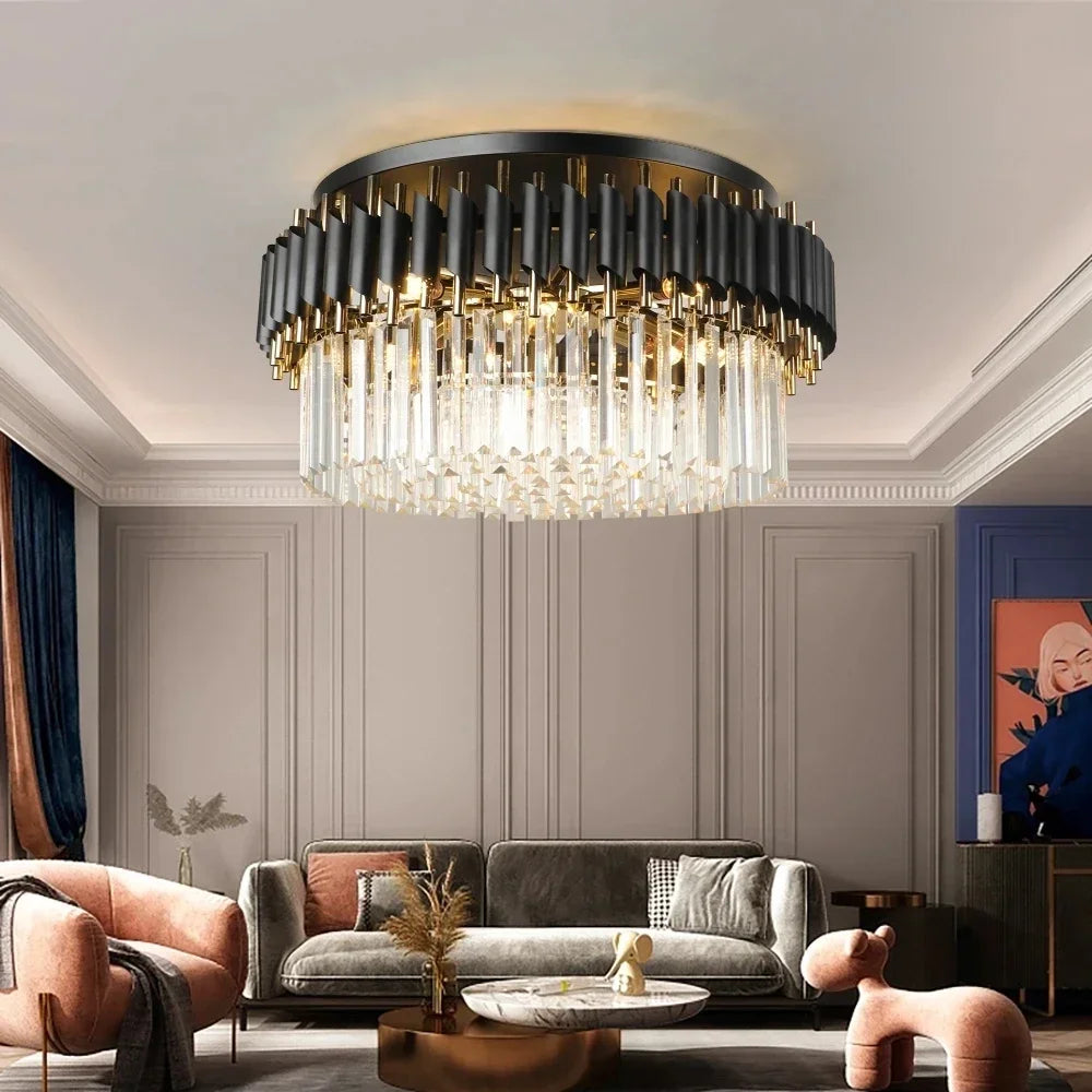 plafonnier led suspendu en cristal design nordique décoratif - vue 4 sur 12