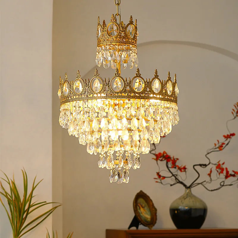 lustre en cristal k9 dimmable pour éclairage moderne - vue 6 sur 16