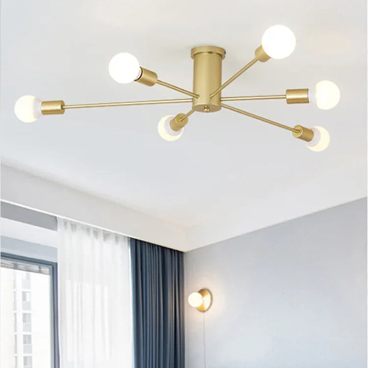 Moderne Créatif LED Plafonnier Lustre Spoutnik Lumière Semi-intégré Nordique Décor À La Maison Luminaires pour Chambre Salon - vue 10 sur 14