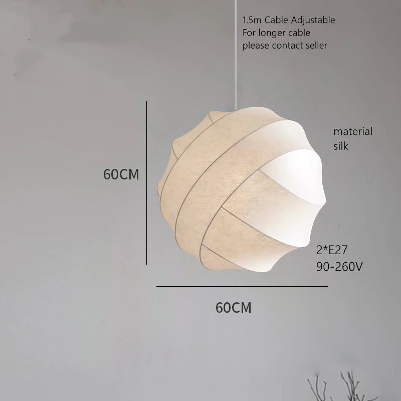 Lustre boule design en tissu style soie fait à la main - vue 6 sur 6