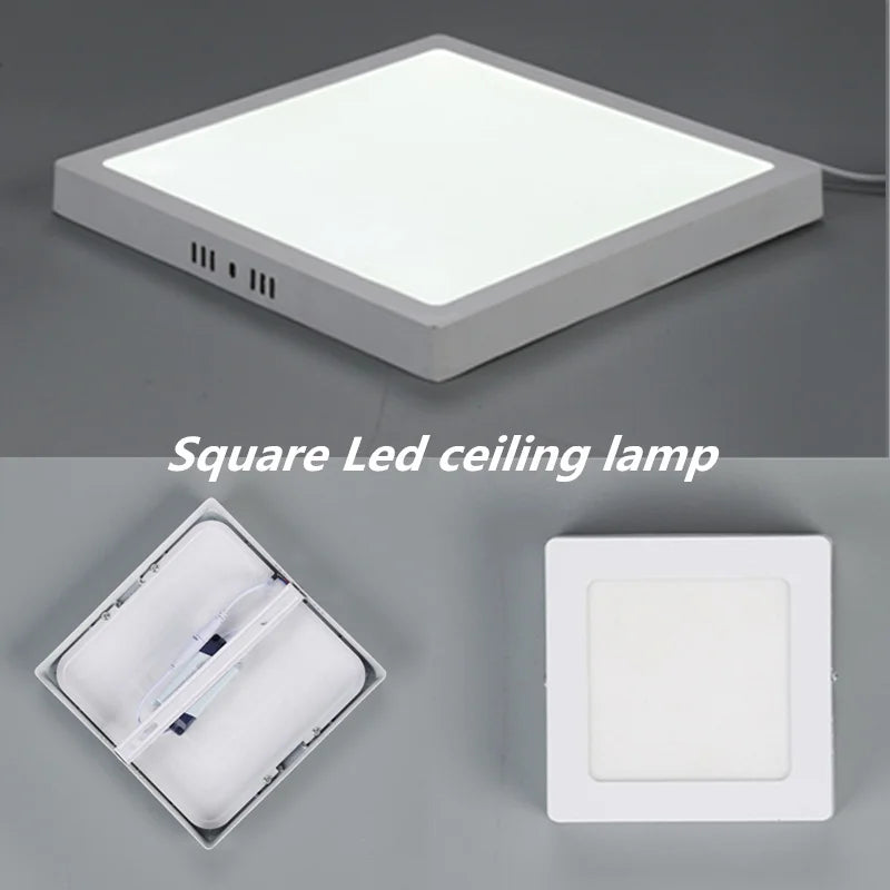 plafonnier led carré monté en surface éclairage led froid - vue 3 sur 14