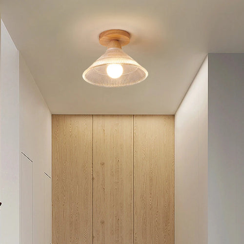 plafonnier style japonais nordique en rondins pour entrée - vue 3 sur 10