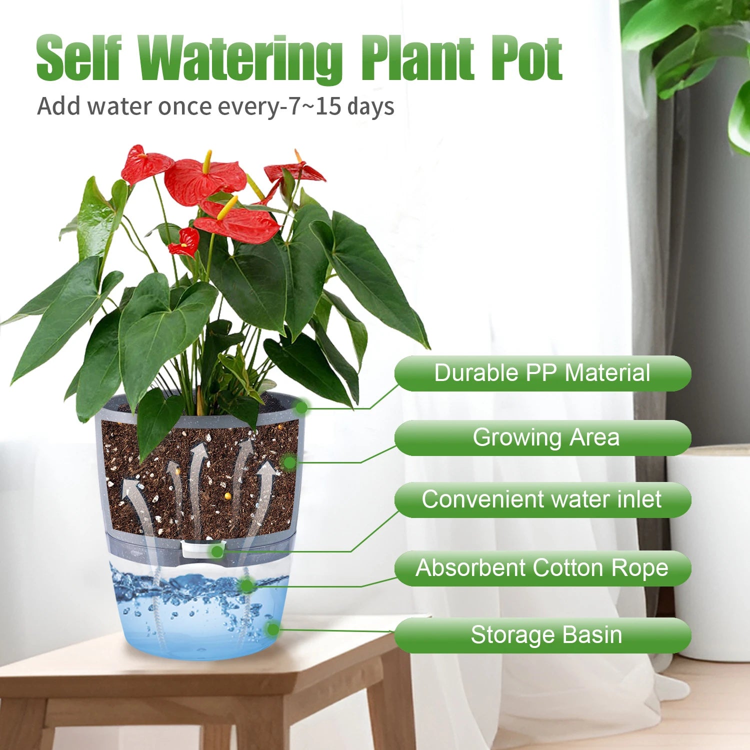 lot de 3 pots de fleurs transparents à double étage tendance jardin - vue 9 sur 10