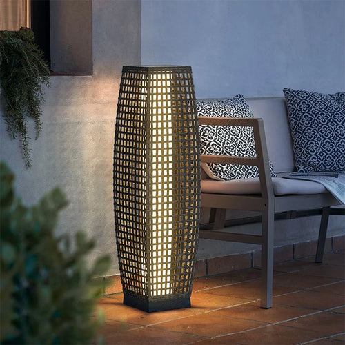lampe extérieure solaire en rotin et osier décorative - vue 5 sur 8