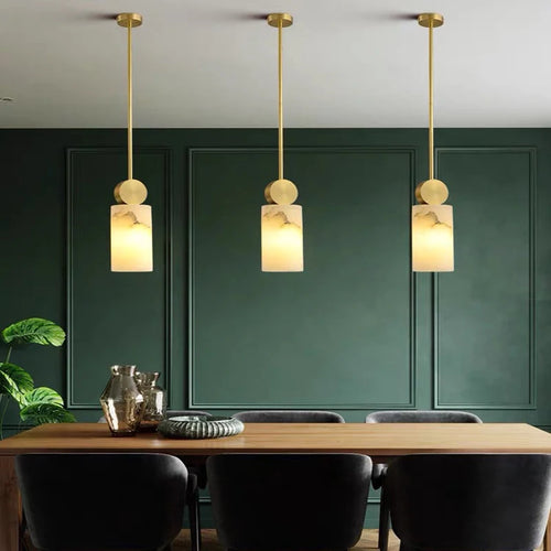 Suspension nordique en marbre et cuivre avec lumières led - vue 2 sur 10