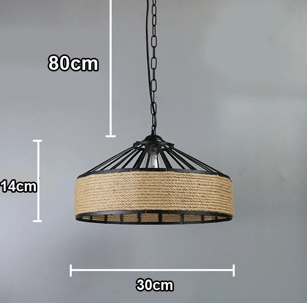 Suspension en corde de sisal antique classique LED E27 tissage de vigne lampes de plafond suspendues lustres rétro bougie éclairage créatif