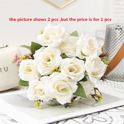 bouquet de roses décoratives en soie parfum de miel pour décoration intérieure - vue 9 sur 12