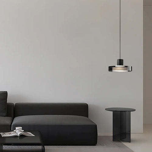 suspension moderne en acier inoxydable et verre design - vue 2 sur 6