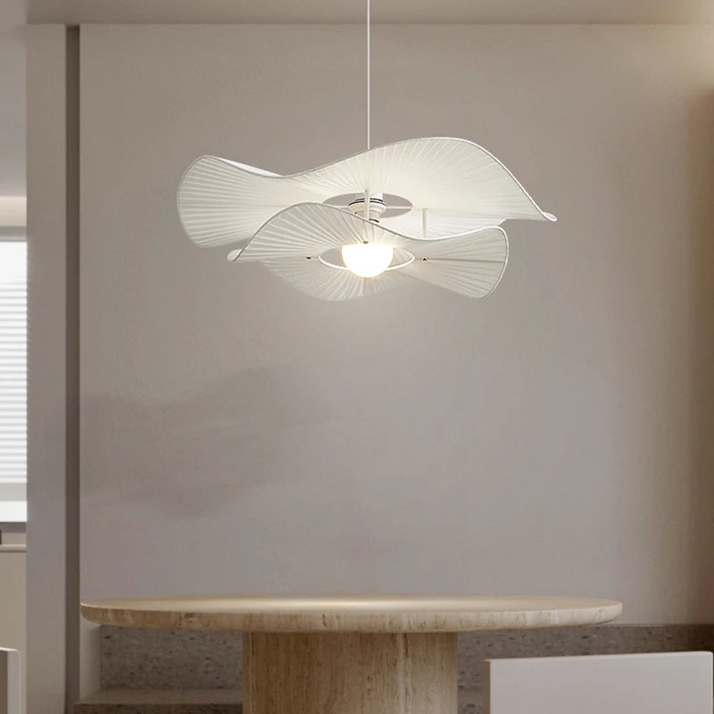 Suspension à chapeau nordique E27 lampes suspendues en tissu blanc pour salon salle à manger chambre lustre LED Luminaire d'intérieur - vue 4 sur 7