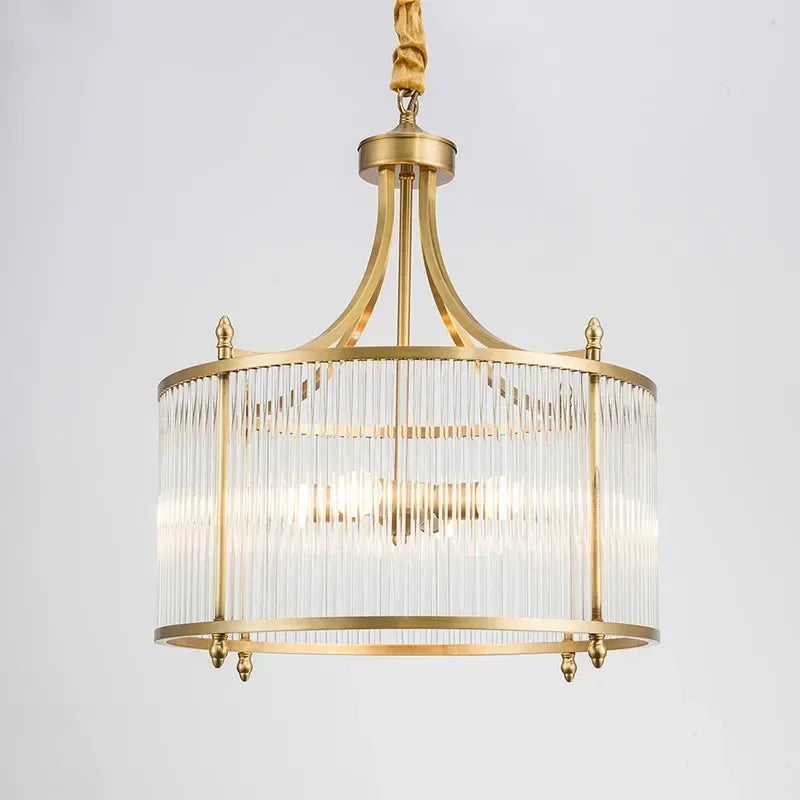 lustre de luxe moderne en cuivre doré avec éclairage led - vue 3 sur 12
