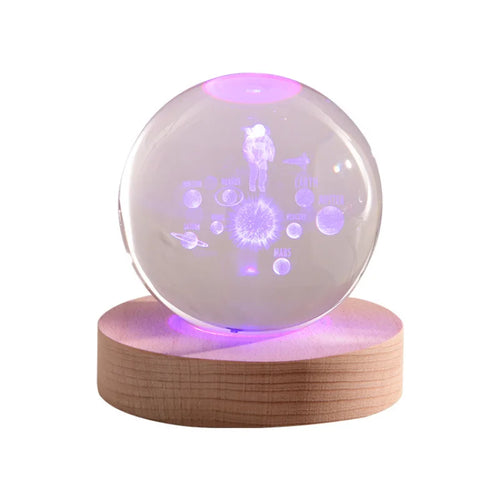 boule de cristal 3D système solaire gravé cadeau décoratif - vue 2 sur 32