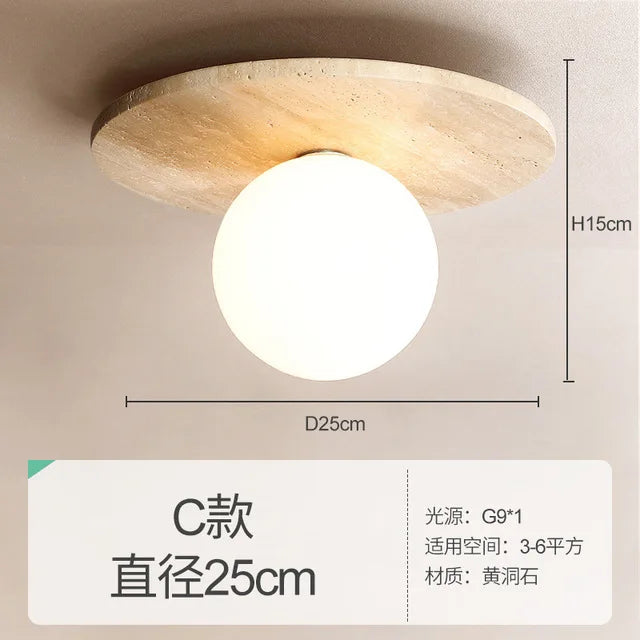 Wabi-sabi porche balcon plafonnier Europe du nord jaune grotte pierre plafonnier pour maison couloir décoration lampe - vue 9 sur 9