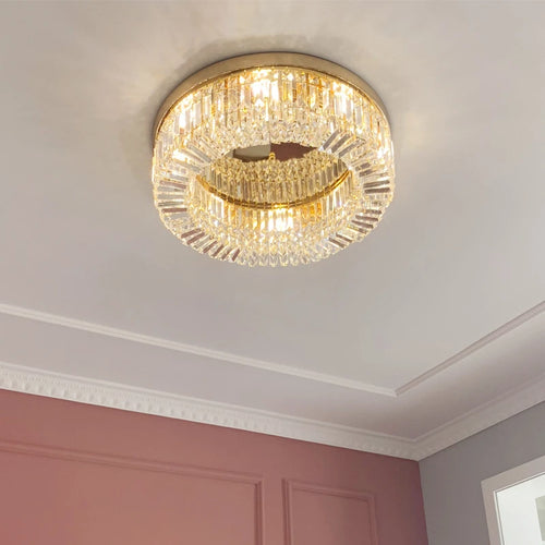 lustre en cristal moderne doré argenté à led pour décoration intérieure - vue 4 sur 16