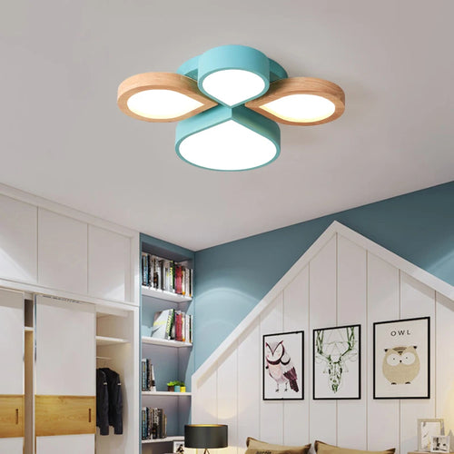 lustre nordique romantique en bois art créatif led moderne - vue 2 sur 8